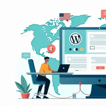 Multilingual WordPress dashboard with language tools and workflow icons