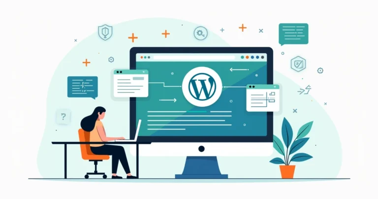 Developer creating a WordPress child theme connected to a parent theme on a computer screen